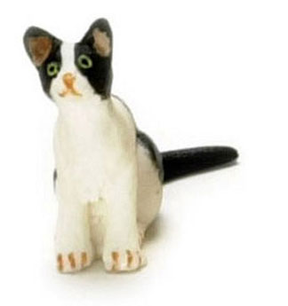 Dollhouse Miniature Kitten, Black & White